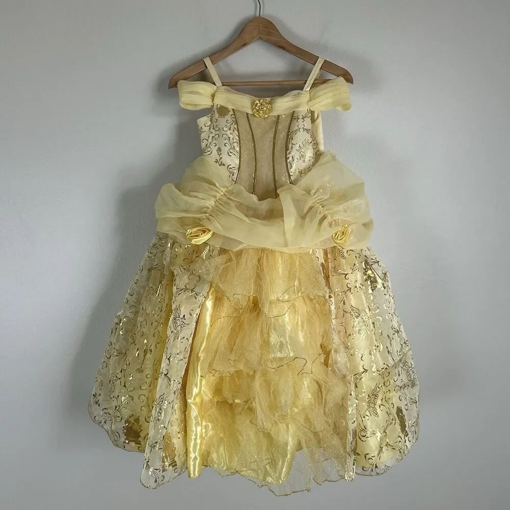 Disney 7/8 designer collection Beauty and the Beast costume Gown Dress Gold